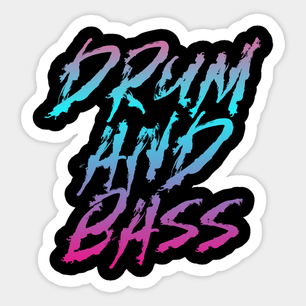 DRUM AND BASS  - Bass Gradient (Blue/pink/purple) Sticker by DISCOTHREADZ 